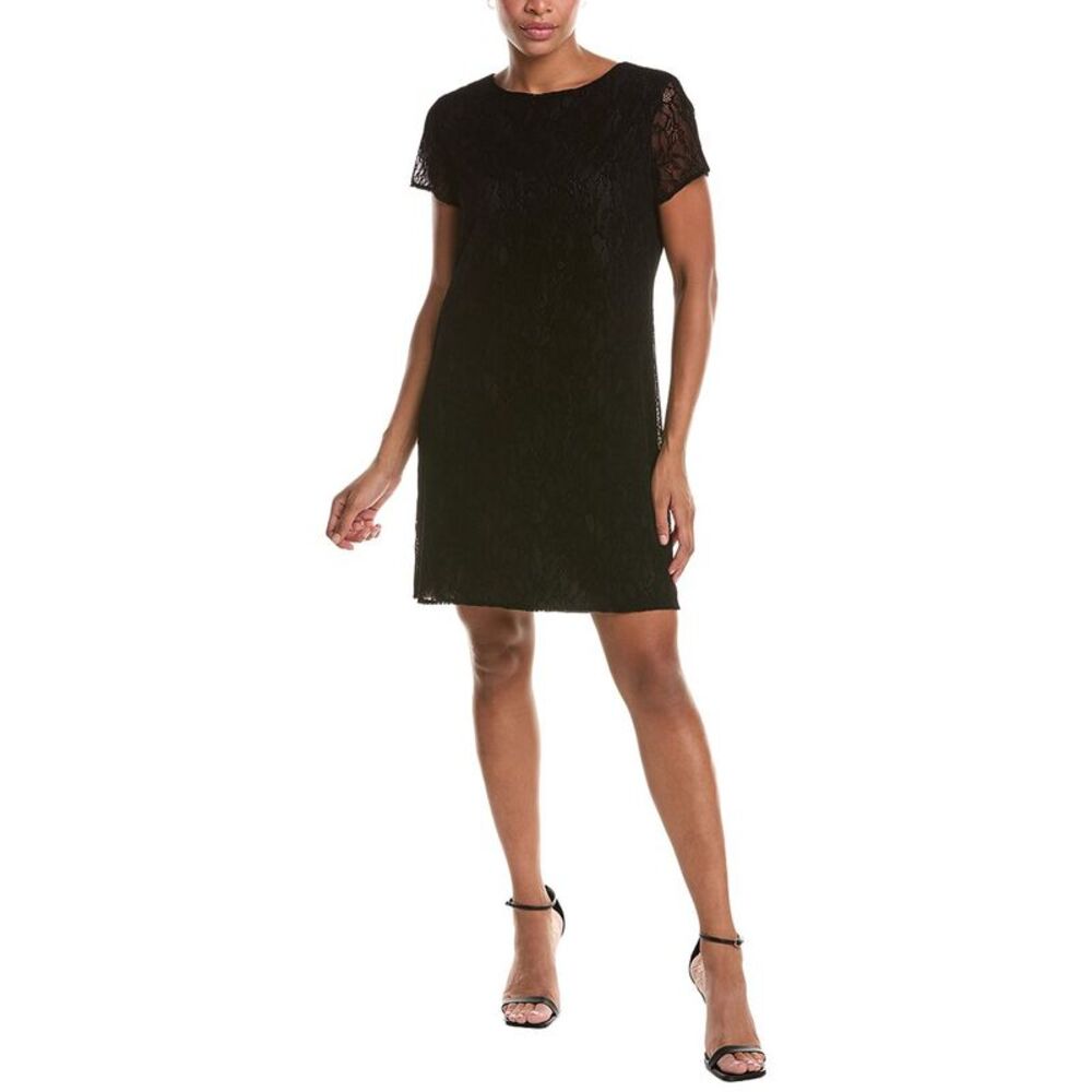 Jude Connally Womens Ella Flocked Lace Dress, Black